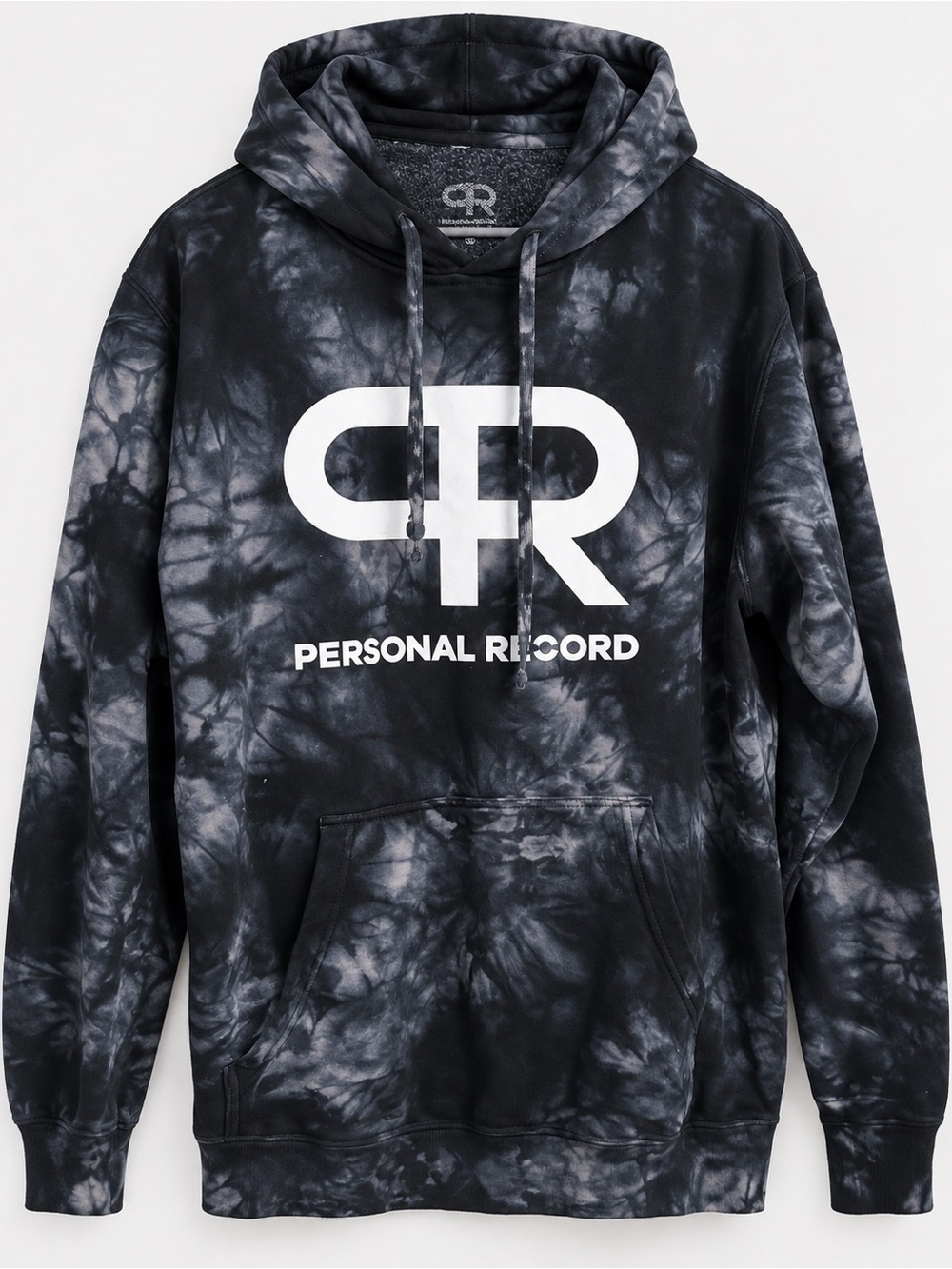 Personal Record PR Black Gray Tie-Dye Hoodie Size S Graphic Gym Streetwear